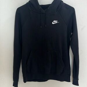 Nike Black Sweater with Iconic Swoosh and Ribbed Cuffs xs